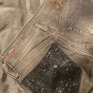 Diesel MATIC Woman Grey Wash Jeans w Black Sequin Back Pocket - Y2K Archival